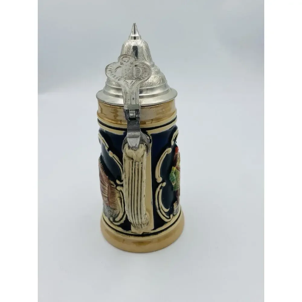 German Heidelberg Lidded Beer Stein Decorative Collectible Perkeo Scene
